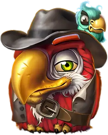 Capitán Redfeather, el loro rojo de Pirots 5