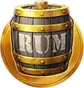 Token de Pirots 5, un barril de ron sobre un medallón dorado