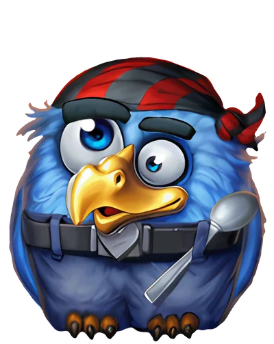 Loro azul de Pirots 5 – con pañuelo rojo